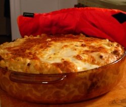 огретен с макарони и шунка